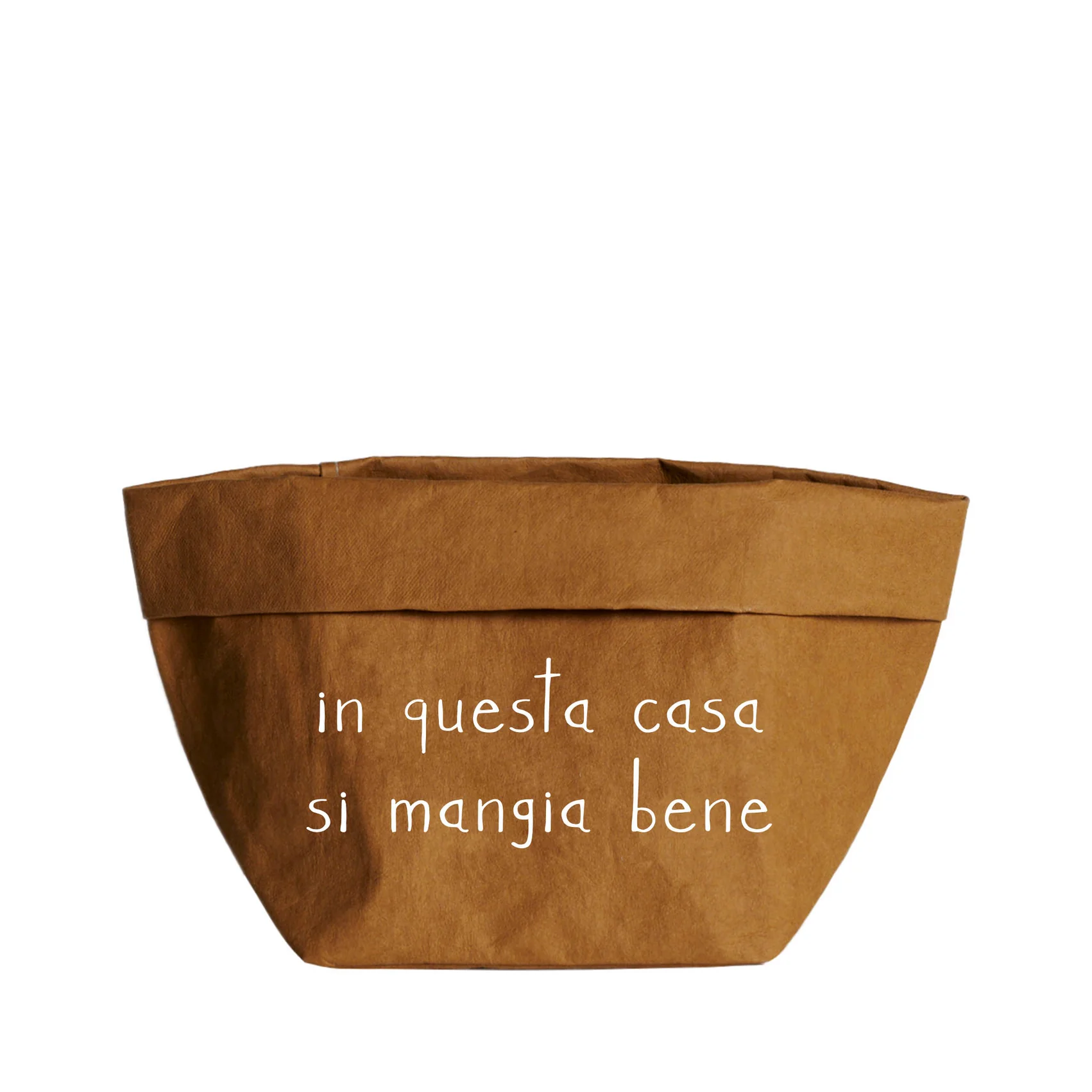 CONTENITORE IN CELLULOSA "IN QUESTA CASA SI MANGIA BENE" 15x15 AVANA - immagine 2