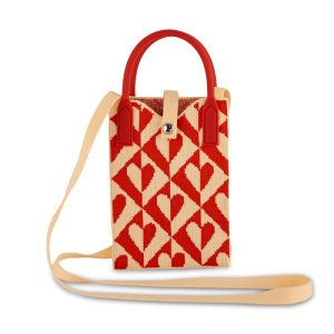 PORTACELLULARE LAVORATO A MAGLIA - CUORI