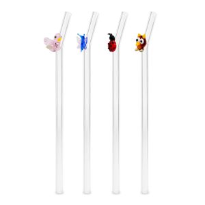 SET 4 CANNUCCE VETRO - DECORO ANIMALI