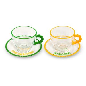 SET 2 TAZZE IN VETRO GOOD ENERGY ONLY - NO BAD DAYS