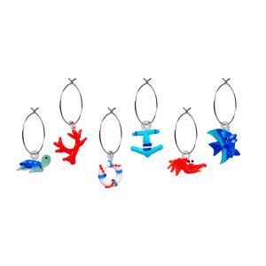 SET 6 ANELLINI SEGNAPOSTO- DECORO ANIMALI MARINI