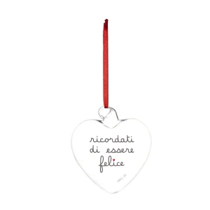 PALLINA CUORE 11CM "RICORDATI DI ESSERE FELICE"