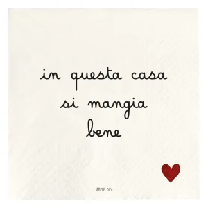SET 20 TOVAGLIOLI CARTA "IN QUESTA CASA SI MANGIA BENE"