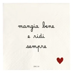 SET 20 TOVAGLIOLI CARTA "MANGIA BENE E RIDI SEMPRE"