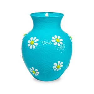 VASO IN VETRO CON DECORAZIONE ESTERNA - AZZURRO