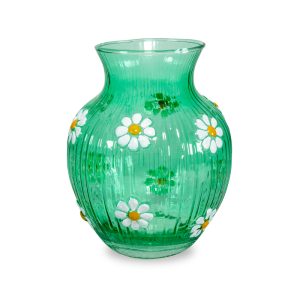 VASO IN VETRO CON DECORAZIONE ESTERNA - VERDE