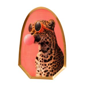 VASSOIO METALLO LEOPARDO