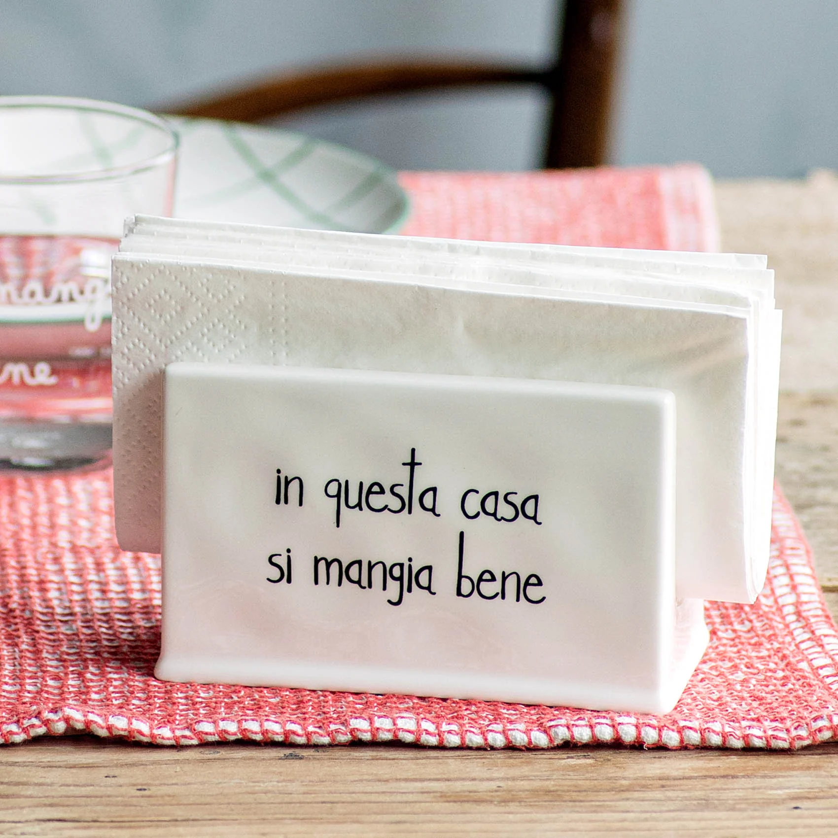 PORTATOVAGLIOLI "IN QUESTA CASA SI MANGIA BENE" PICCOLO