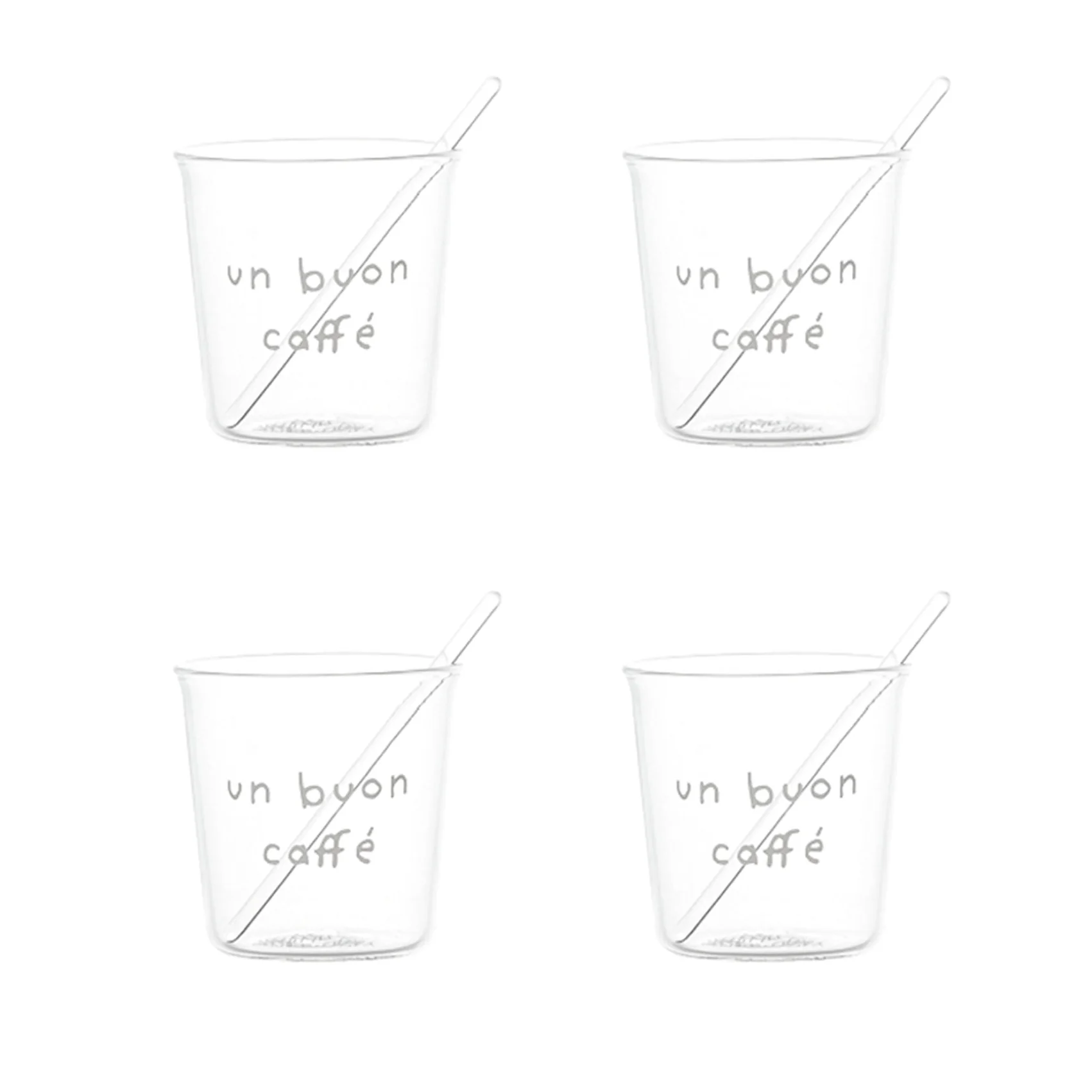 SET 4 TAZZINE "UN BUON CAFFE'" DECORO BIANCO - immagine 2