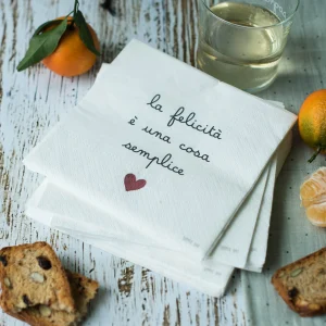 SET 20 TOVAGLIOLI CARTA "LA FELICITA' E' UNA COSA SEMPLICE"