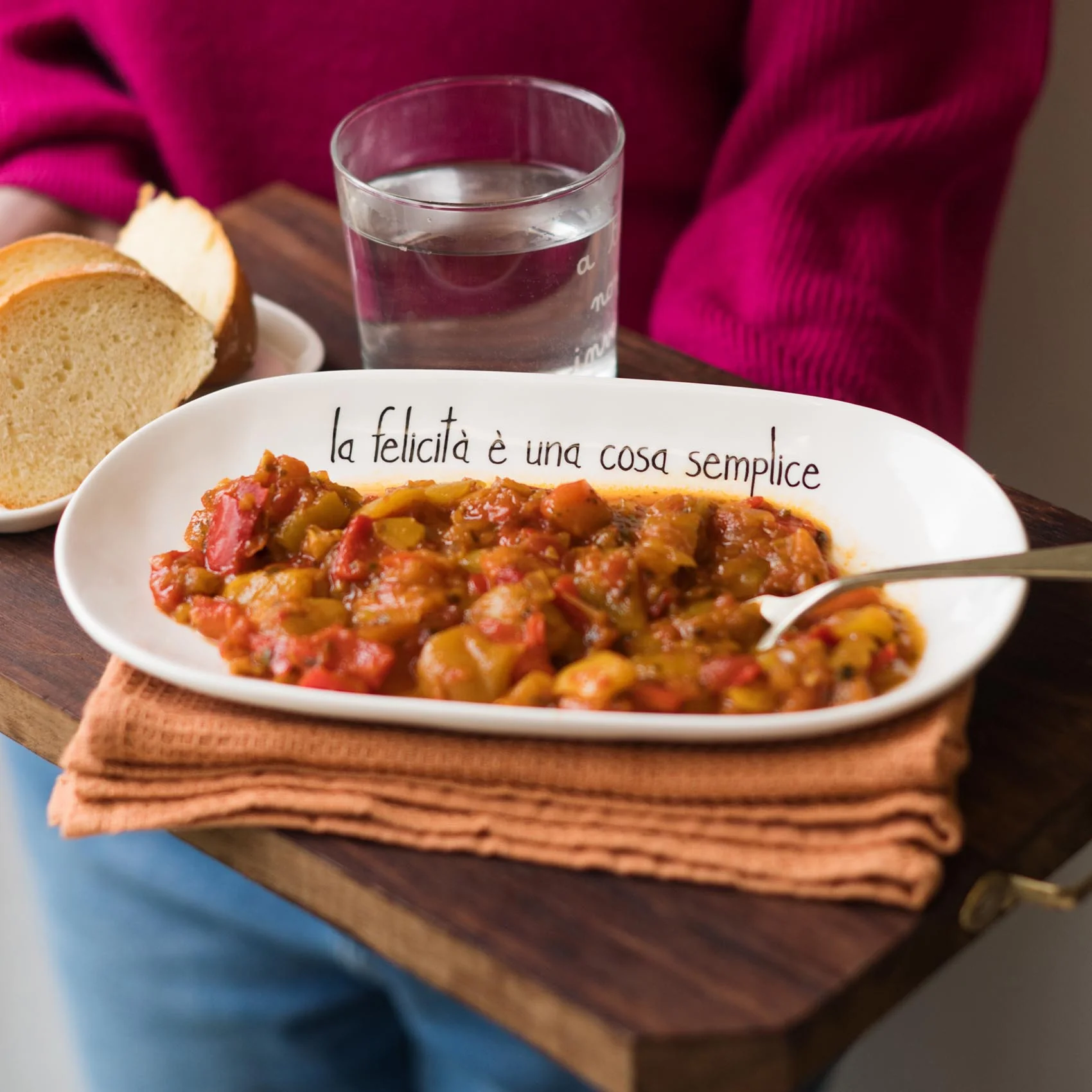 PIATTO OVALE FONDO "LA FELICITA' E' UNA COSA SEMPLICE" 25CM
