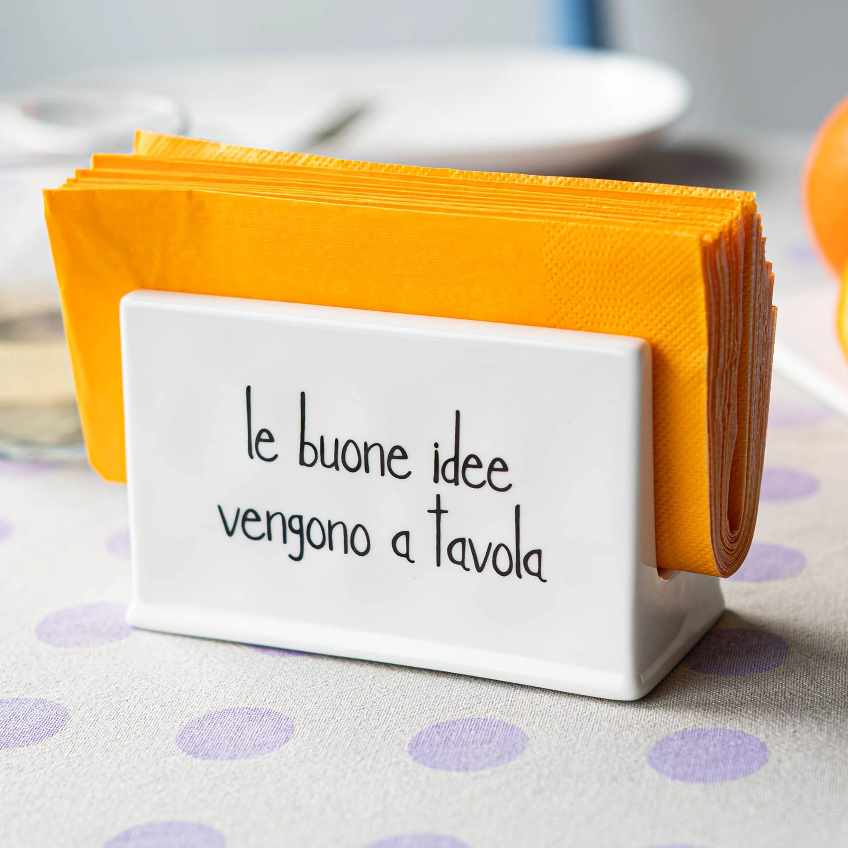 PORTATOVAGLIOLI "LE BUONE IDEE VENGONO A TAVOLA" PICCOLO