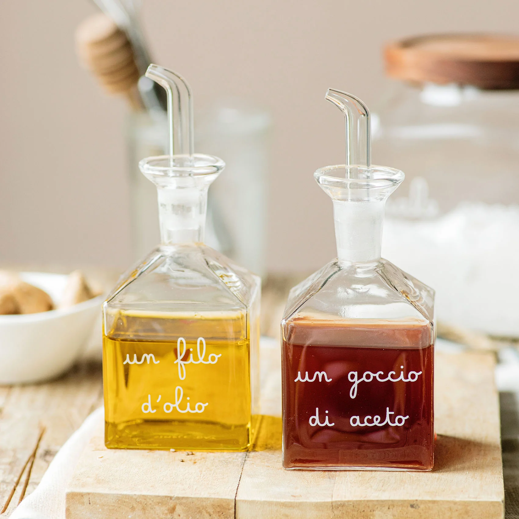 SET "UN FILO DI OLIO- UN GOCCIO DI ACETO" 150ML DECORO BIANCO