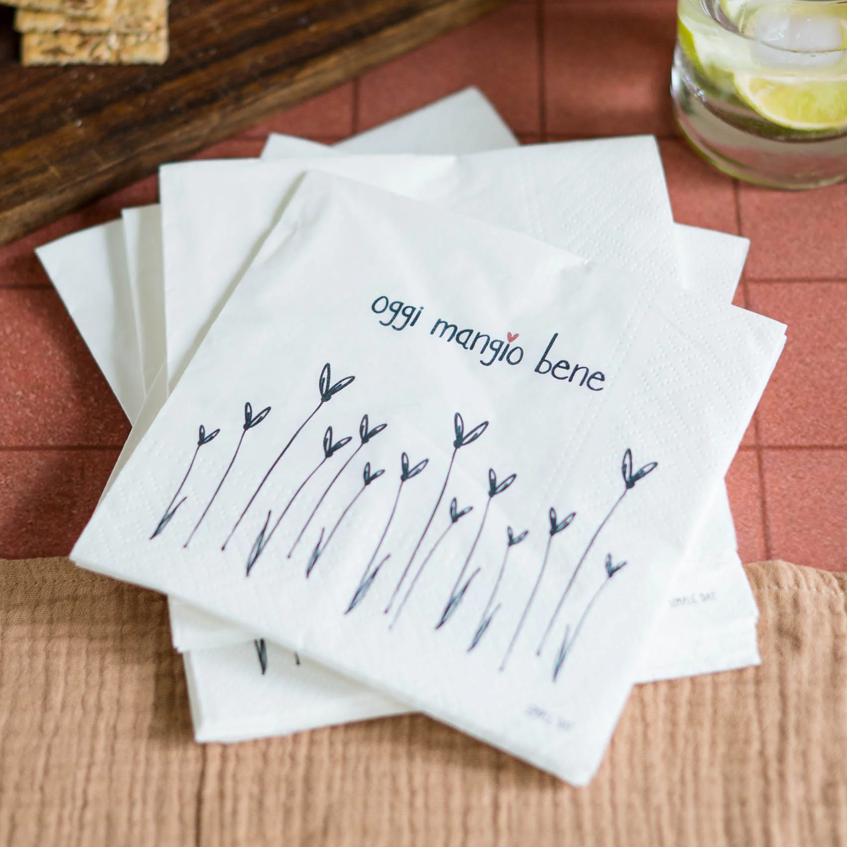 SET 20 TOVAGLIOLI CARTA "OGGI MANGIO BENE"